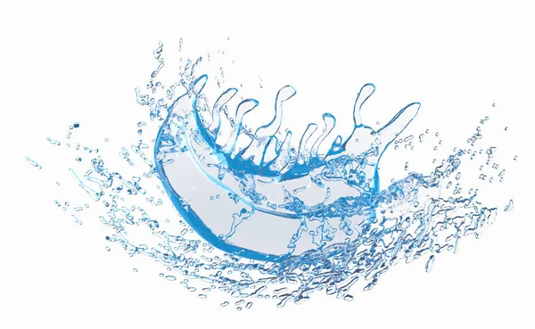 Água Respingo Transparente Clara Água Azul Espalhada Redor Isolado Fundo — Fotografia de Stock