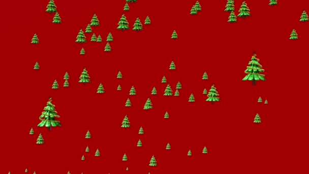 Karácsonyfa Lebeg Felfelé Elszigetelt Piros Háttér Karácsonyi Banner Ünnepi Újév — Stock videók