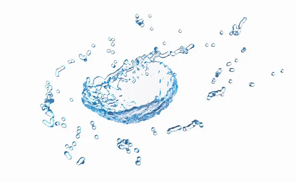 Воды Брызги Прозрачные Чистая Голубая Вода Разбросаны Вокруг Изолированы Белом — стоковое фото