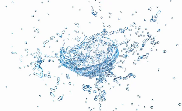 Water Splash Transparent Clear Blue Water Scattered Isolated White Background — Stockfoto