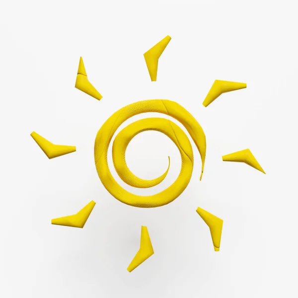 Plasticine Sun Isolated White Background Yellow Sun Cartoon Clay Clay — Stock Photo, Image