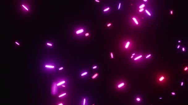 Mor Pembe Işık Çizgileri Parlak Neon Işınları Transfer Veri Ağı — Stok video