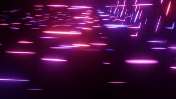 Paars Roze Lichtstrepen Heldere Neon Stralen Overdracht Datanetwerk Podium Scherm — Stockvideo