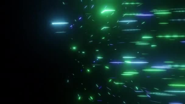 Mor Yeşil Işık Çizgileri Parlak Neon Işınları Transfer Veri Ağı — Stok video