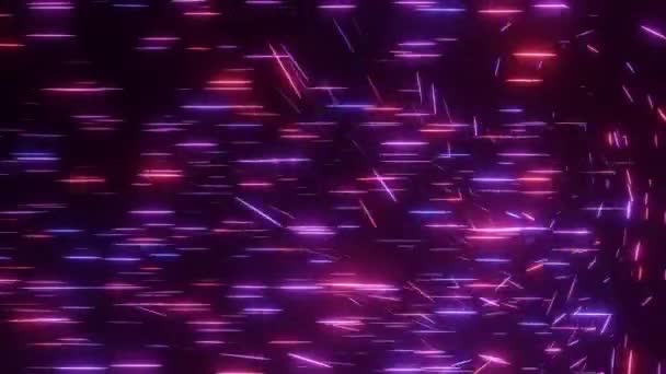 Paars Roze Lichtstrepen Heldere Neon Stralen Overdracht Datanetwerk Podium Scherm — Stockvideo