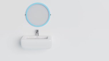 water overflowing in the sink, wash basin, 3d animation, alpha channel 