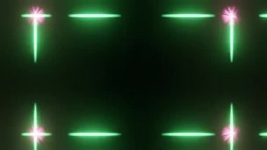 green frame light streaks, bright neon rays, transfer data network, stage screen background concept.