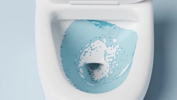 Toilet Bowl Isolated Blue Background Powerful Suction Thorough Cleaning Concept — Stock video