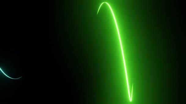 青緑色の光の縞 明るいネオン線 データネットワークの転送 舞台背景の概念 — ストック動画