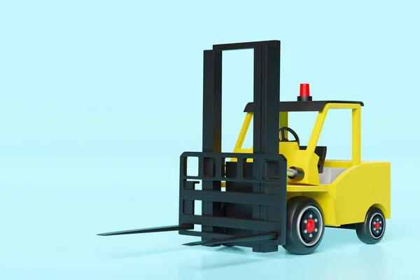 3d forklift truck isolated on blue background. 3d illustration or 3d render, clipping path