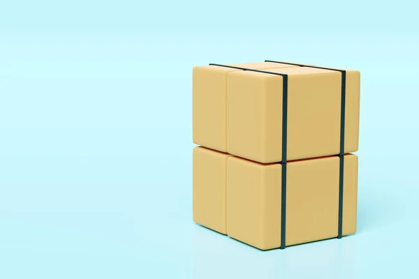 Goods Cardboard Box Isolated Bule Background Illustration Render Clipping Path — Stock Photo, Image