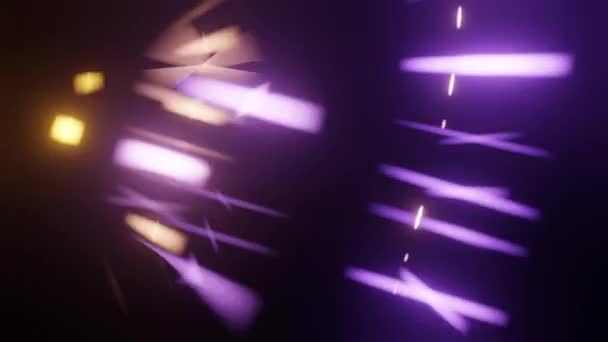 Оранжевый Фиолетовый Свет Полосы Яркие Неоновые Лучи Передача Данных Сети — стоковое видео