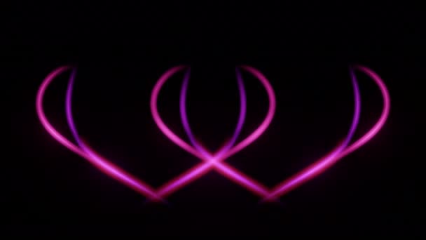 Roze Paars Licht Strepen Heldere Neon Stralen Zwart Podium Scherm — Stockvideo