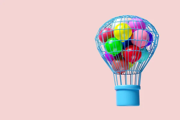 Balão Quente Isolado Fundo Rosa Renderizar Ilustração Recorte Caminho — Fotografia de Stock