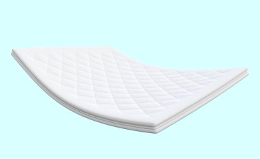 Rahatlık için beyaz elbise mavi arka planda izole bir uyku. 3d resimleme, kırpma yolu