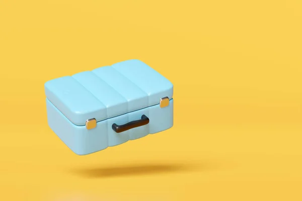 Geel Sluit Koffer Leeg Geïsoleerd Gele Achtergrond Zomervakantie Concept Weergave — Stockfoto