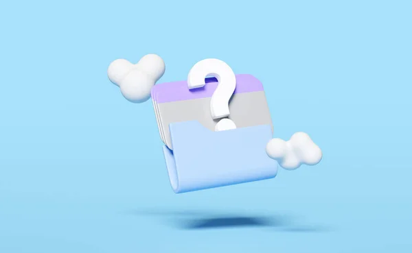 Icona Simbolo Punto Interrogativo Con Cartella Cloud Storage Isolato Sfondo — Foto Stock