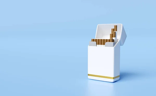 Ανοικτό Πακέτο Τσιγάρων Που Απομονώνονται Μπλε Φόντο Καθιστούν Απεικόνιση — Φωτογραφία Αρχείου