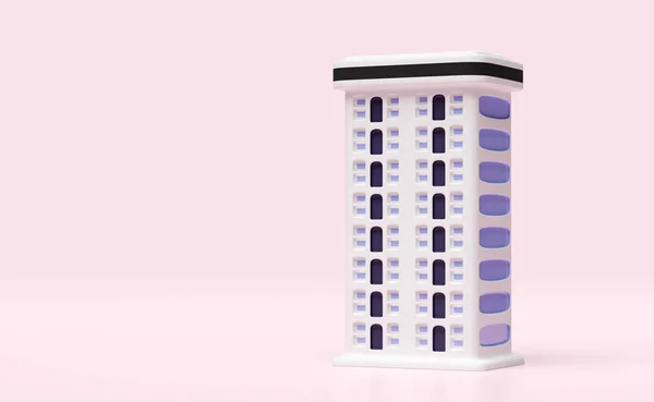 Иконка Здания Небоскреба Изолирована Розовом Фоне Трехмерная Иллюстрация — стоковое фото