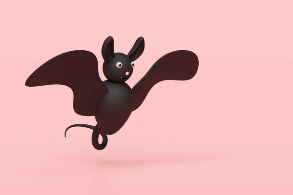 Хэллоуин Праздник Партии Черной Летучей Мышью Изолированы Розовом Фоне Трехмерная — стоковое фото
