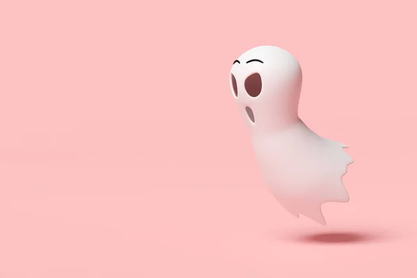 ピンクの背景に隔離されたかわいい幽霊とハロウィーンの日のコンセプト 3Dレンダリングイラスト — ストック写真