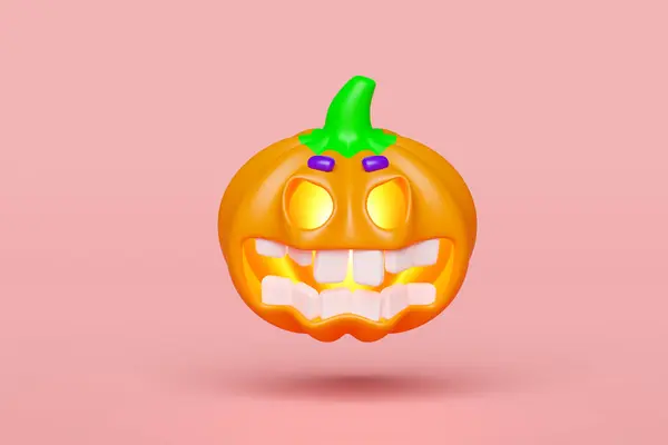 Festa Halloween Con Testa Zucca Denti Bianchi Sopracciglia Isolate Sfondo — Foto Stock