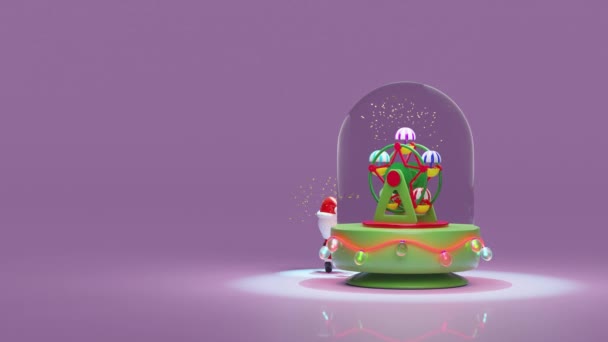 Caixa Musical Com Dança Santa Claus Roda Gigante Grinaldas Lâmpada — Vídeo de Stock