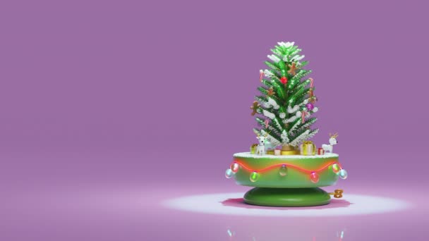 Caixa Musical Com Árvore Natal Veado Caixa Presente Grinaldas Vidro — Vídeo de Stock