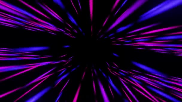 Blauw Roze Lichtstrepen Heldere Neon Stralen Zwart Podium Scherm Achtergrond — Stockvideo