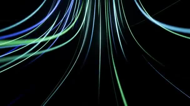 Green Blue Light Streaks Bright Neon Rays Transfer Data Network — Vídeo de Stock