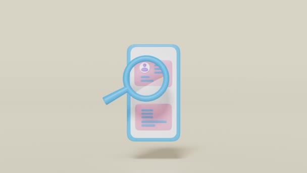 Smartphone Avec Carte Loupe Isolée Application Emploi Personnel Recrutement Ressources — Video