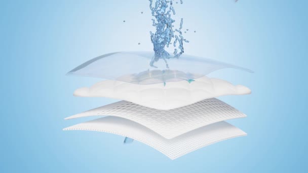 Ventilación Muestra Salpicadura Agua Transparente Para Pañales Capa Absorbente Fibra — Vídeos de Stock