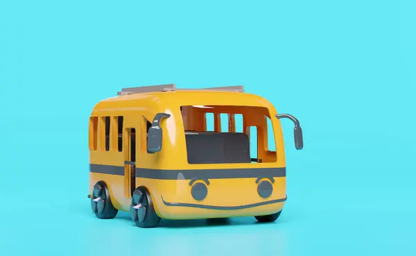 Оранжевый Автобус Изолирован Синем Фоне Концепция Общественного Транспорта Трехмерная Иллюстрация Лицензионные Стоковые Изображения