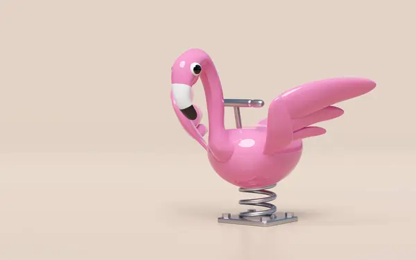 Pembalap Musim Semi Flamingo Taman Bermain Terisolasi Pada Latar Belakang Stok Gambar Bebas Royalti
