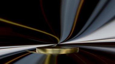 3D altın rengi boş podyum, soyut, metal arkaplan. 3d illüstrasyon oluşturucu