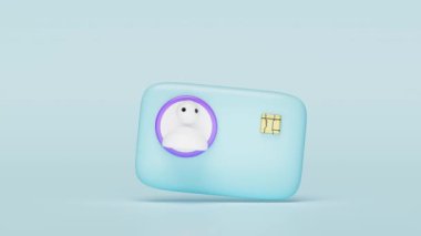 3D kimlik kartı simgesinin mavi arkaplanda izole edildiğini doğrula. İnsan kaynakları, iş arama, kimlik kartı konsepti, çizgi film tarzı. alfa kanalı