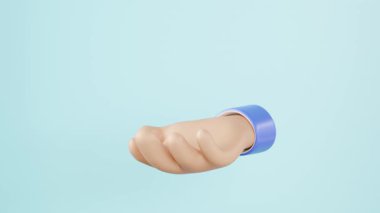 3D iş adamı el ele tutuşan bina simgesi mavi arka planda izole edildi. Çizgi film tarzı. Kiralık ya da Satın Almak İçin Dükkan Binası, Girişim İşletme Konsepti, Alfa Kanalı