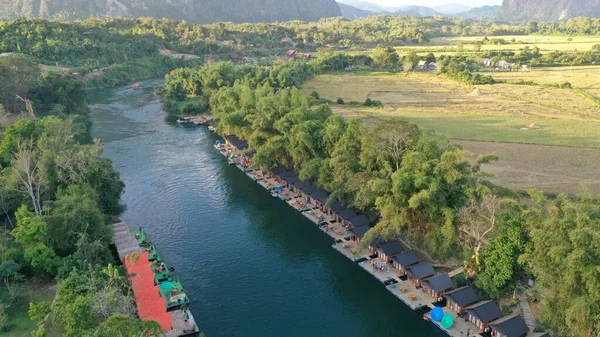 Stock image Aerial view of the beautiful river in Mueng Fueng Laos