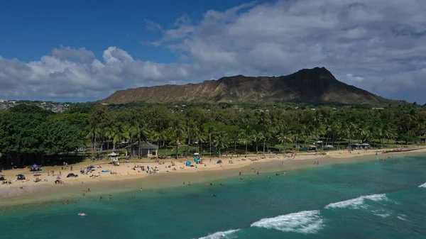 stock image Beautiful aerial beach views along the coast in Honolulu Hawaii