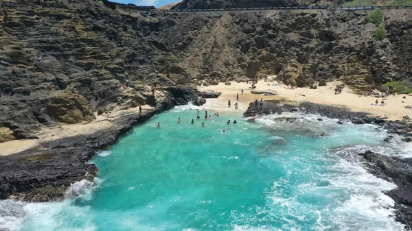 Hermosa Vista Aérea Cala Halona Beach Hawai — Foto de Stock