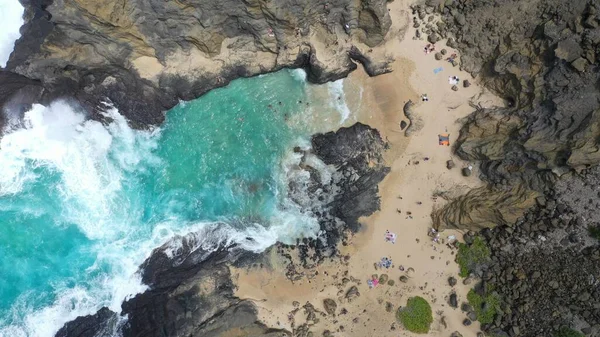 Bella Vista Aerea Della Baia Halona Beach Alle Hawaii — Foto Stock