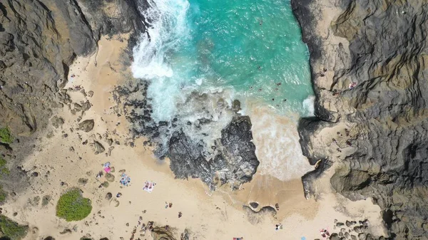 Bella Vista Aerea Della Baia Halona Beach Alle Hawaii — Foto Stock