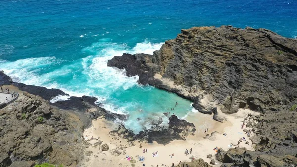 Vacker Antenn Utsikt Över Halona Beach Vik Hawaii — Stockfoto