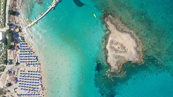 Hermosa Vista Aérea Bahía Higuera Protaras Chipre — Foto de Stock