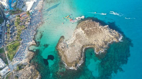 Piękny Widok Lotu Ptaka Plażę Nissi Ayia Napa Cypr — Zdjęcie stockowe