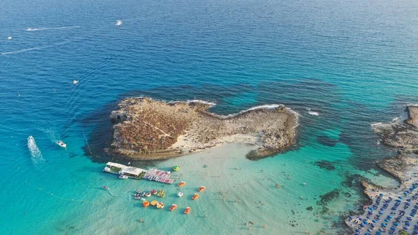Piękny Widok Lotu Ptaka Plażę Nissi Ayia Napa Cypr — Zdjęcie stockowe