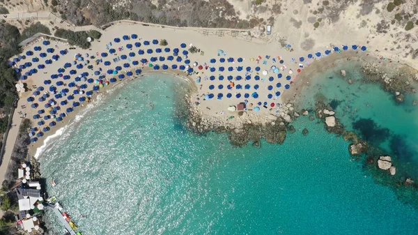 Hermosa Vista Aérea Playa Konnos Ayia Napa Chipre — Foto de Stock