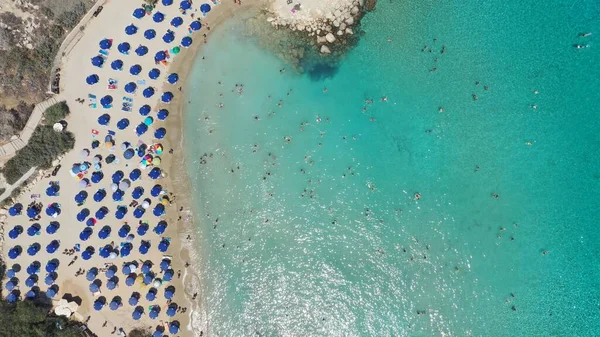 Piękny Widok Lotu Ptaka Plażę Konnos Ayia Napa Cypr — Zdjęcie stockowe
