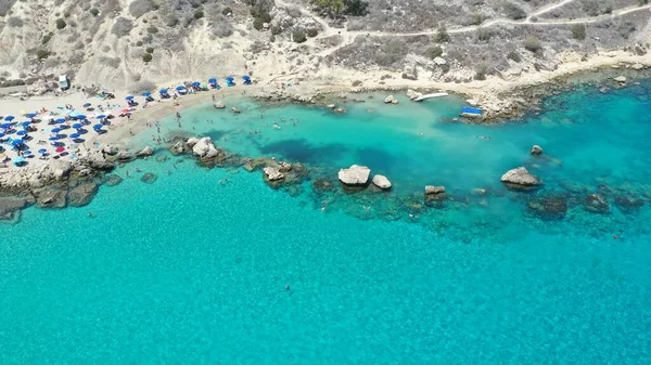 Ayia Napa Kıbrıs Taki Konnos Plajı Nın Güzel Hava Manzarası — Stok fotoğraf