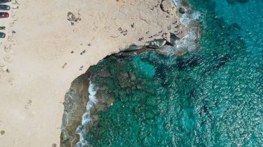 Ayia Napa Kıbrıs 'taki Cape Greco' nun güzel hava manzarası